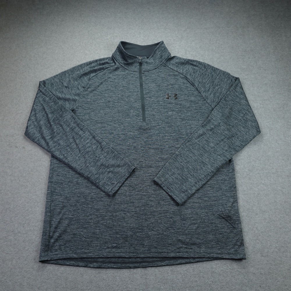 Under Armour‎ Pullover Mens Large Gray Heather 1/4 Zip Athletic HeatGear